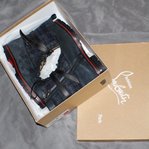 Christian Louboutin Men Navy Blue/Black Flat Boots main image 7